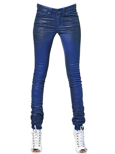 Diesel Black Gold Painted Stretch Shiny Denim Jeans in Blue - Lyst