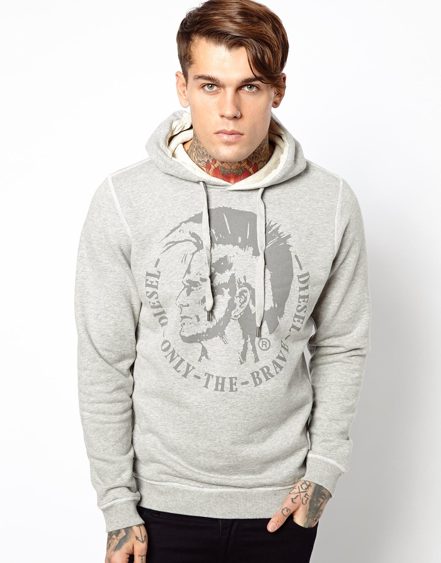 DIESEL Hooded Sweatshirt Suzanne Mohawk Print in Grey (Gray) for Men - Lyst