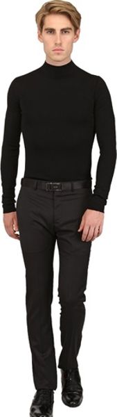 Dior Homme 185cm Serge Wool Belted Trousers in Black for Men | Lyst