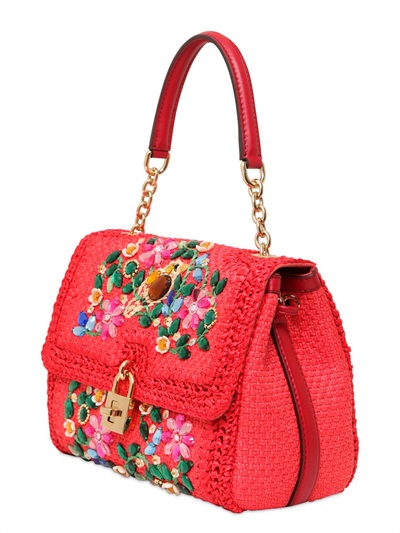 Lyst - Dolce & gabbana Medium Dolce Embellished Top Handle Bag in Red