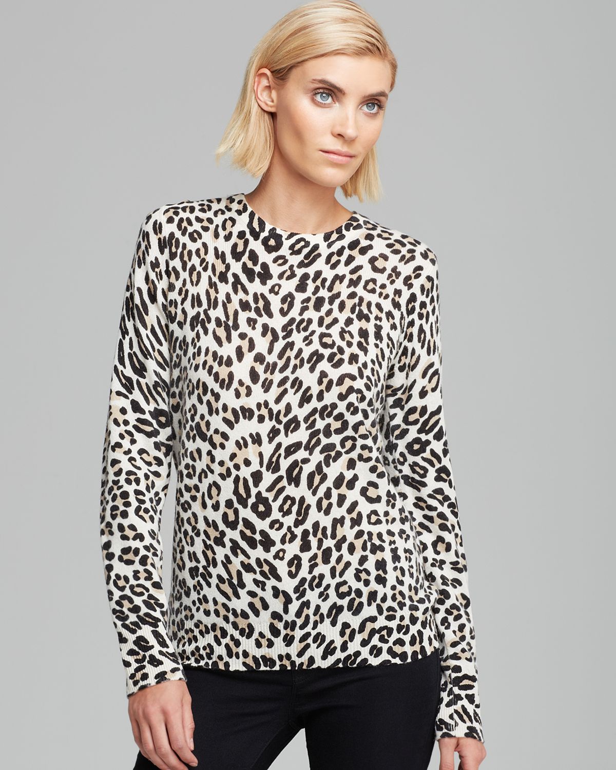 animal print crew neck sweater