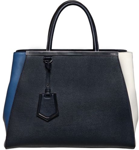 Fendi Medium 2jours Color Blocked Leather Bag in Blue (MULTI BLUE) | Lyst