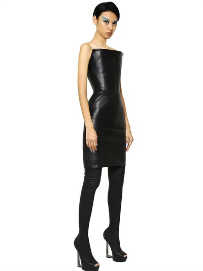 Lyst - Gareth Pugh Leather Strapless Dress in Black