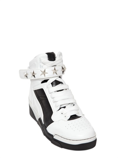 Givenchy Metal Stars High Top Leather Sneakers in White/Black (White ...