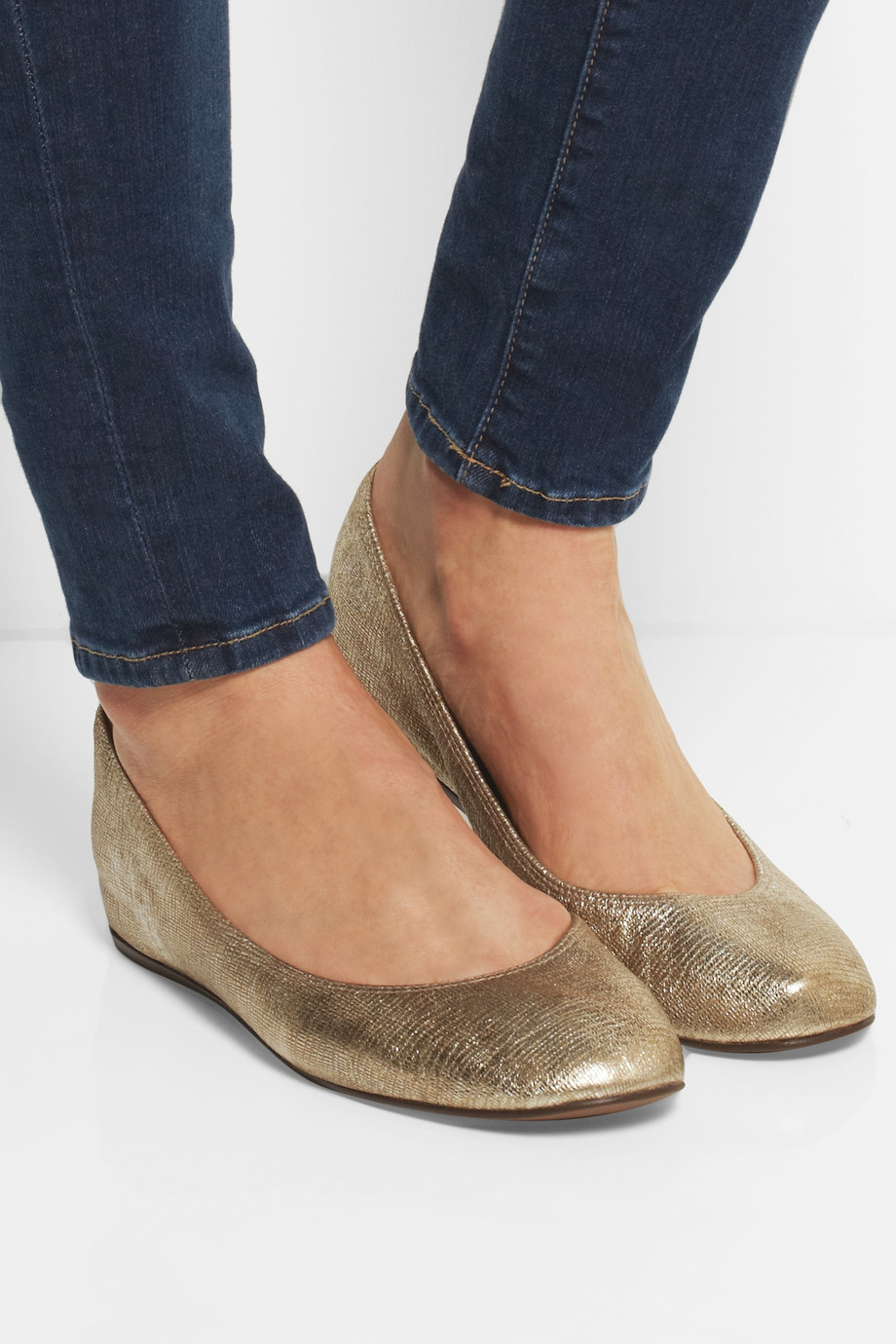 metallic ballet flats