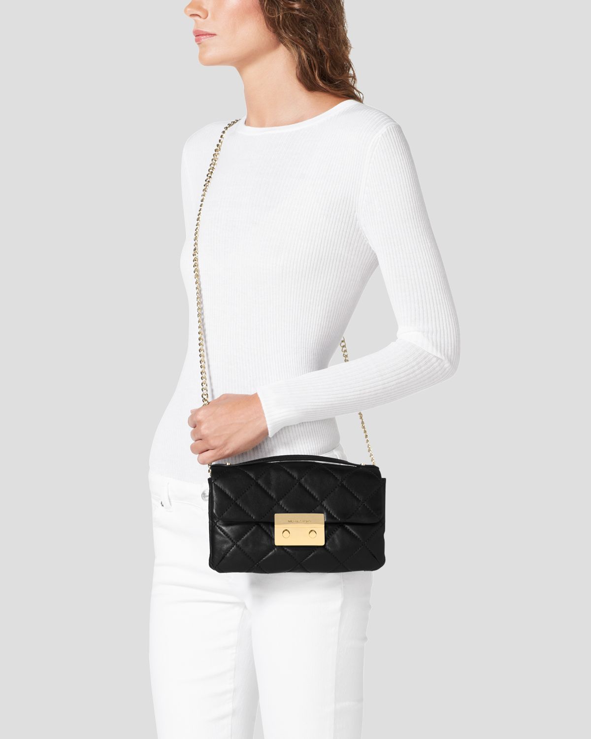 michael kors sloan small quilted leather shoulder bag