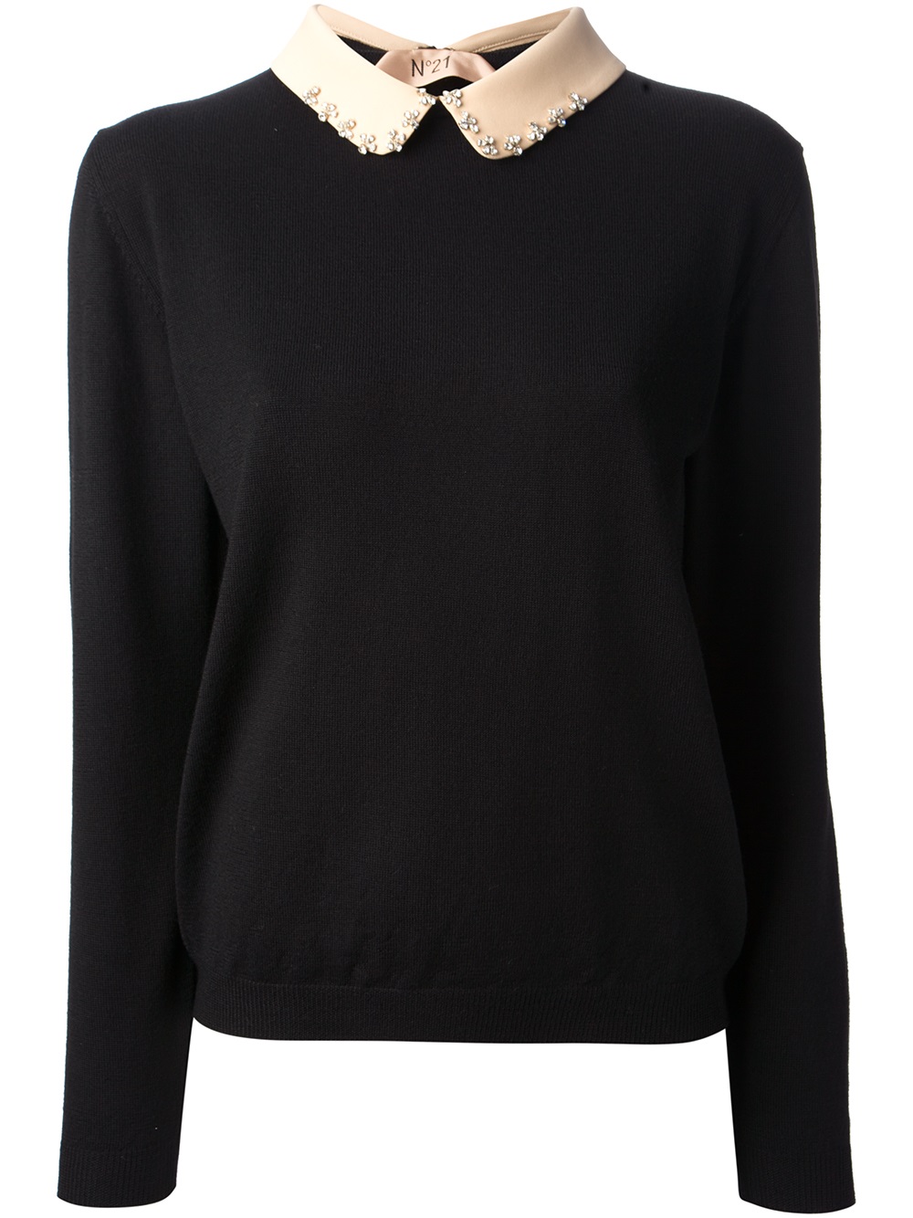 Lyst - N°21 Embellished Collar Sweater in Black