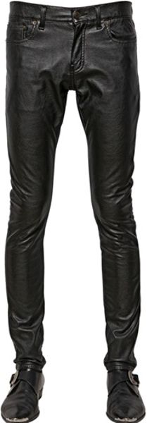 Saint Laurent Skinny Matte Faux Leather Jeans in Black for Men | Lyst