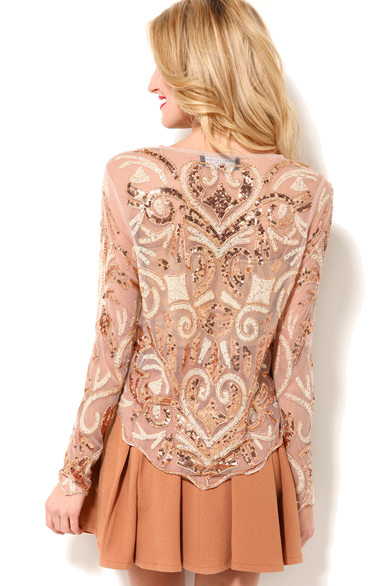 beaded long sleeve top