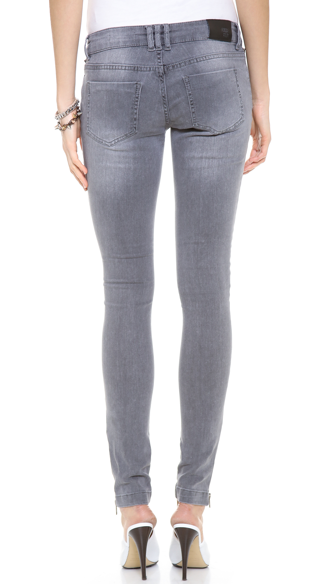 Anine Bing Double Zip Skinny Jeans - Black in Grey (Gray) - Lyst