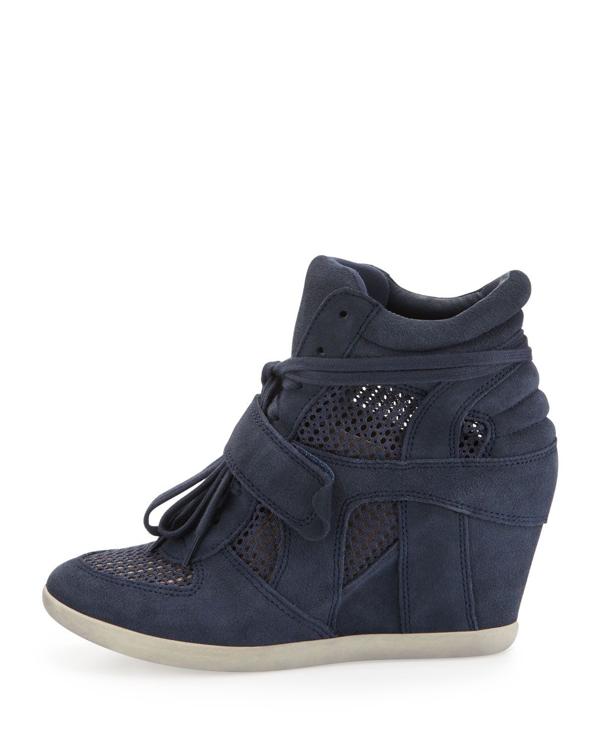 navy wedge sneakers