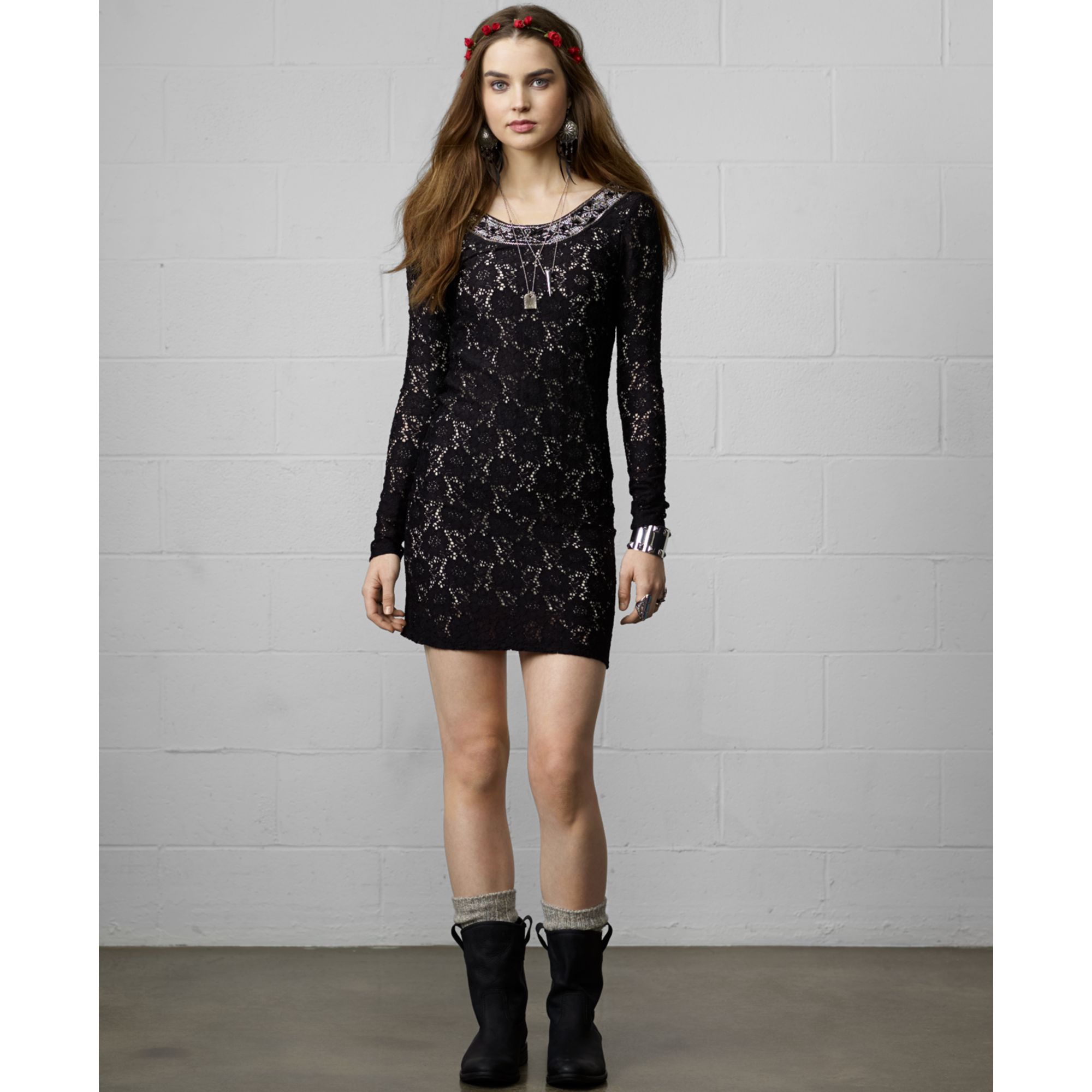 ralph lauren black lace dress