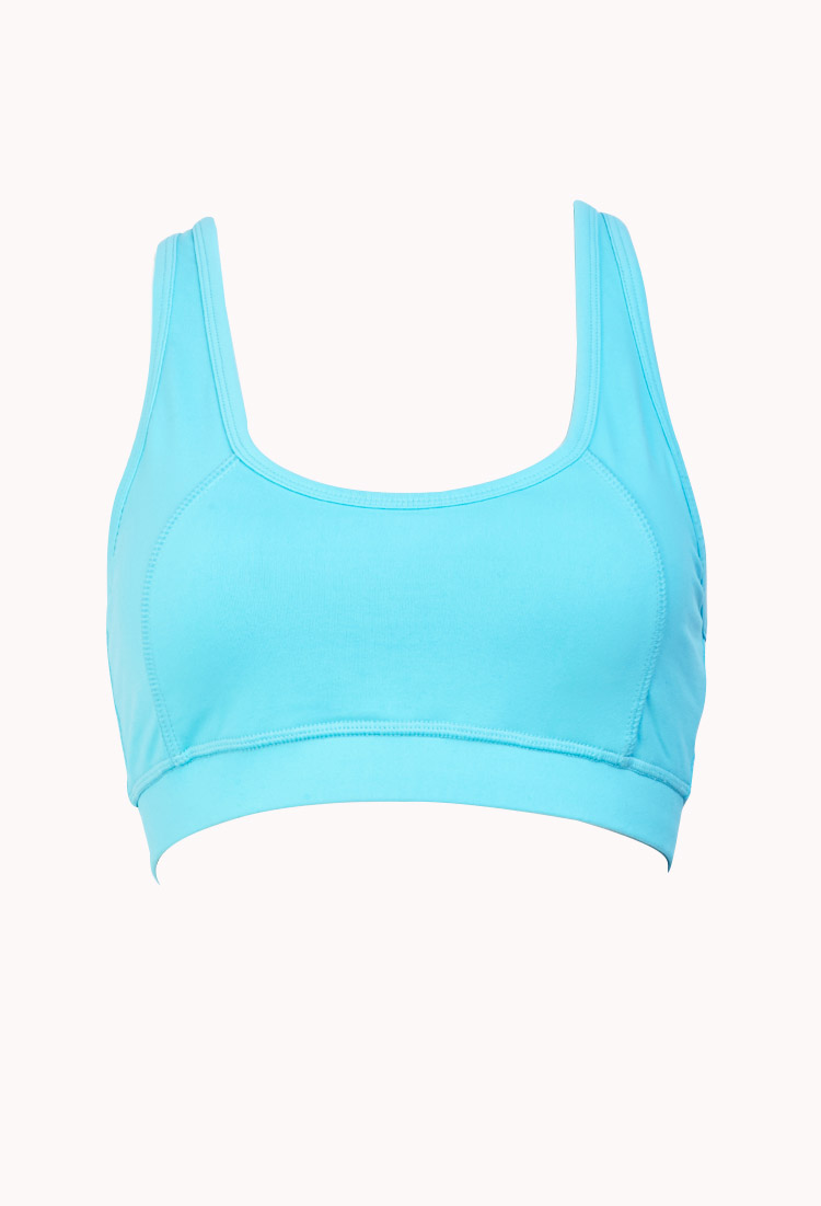 neon blue sports bra