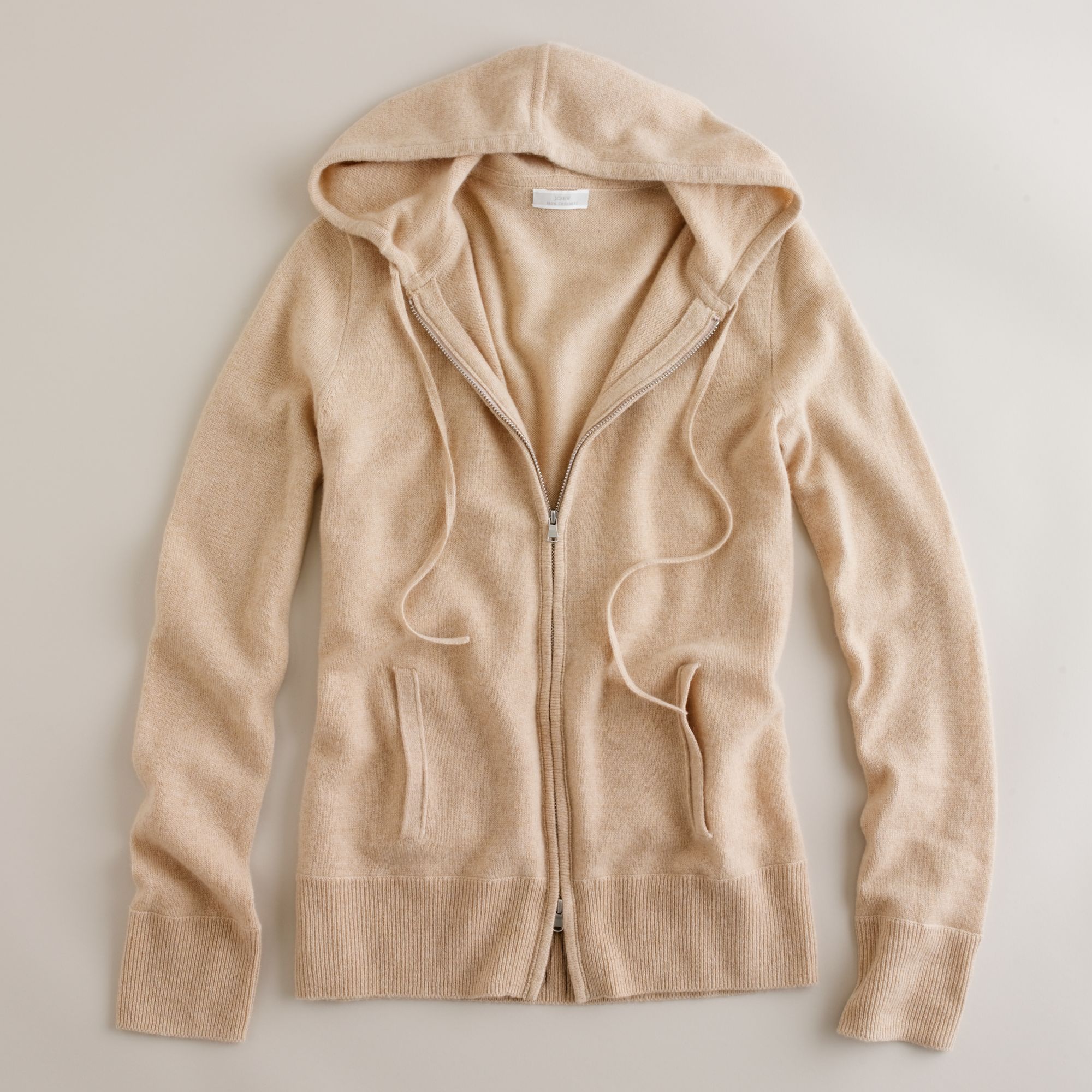 J.Crew Collection Cashmere Zip-front Hoodie in Natural | Lyst