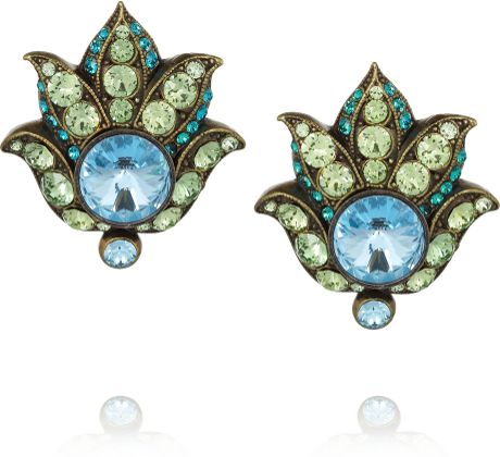Lanvin Udaipur Goldtone Swarovski Crystal Clip Earrings in Blue (Green ...