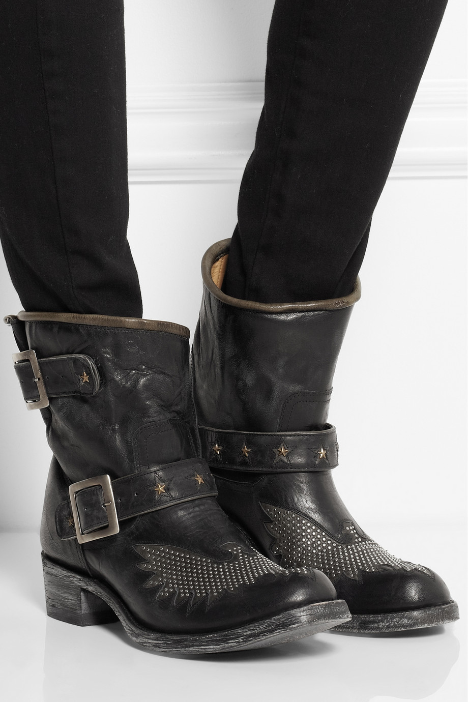 distressed short boots