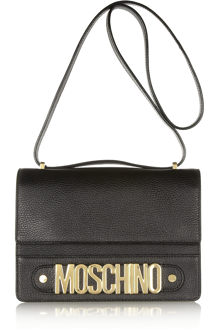moschino black leather shoulder bag