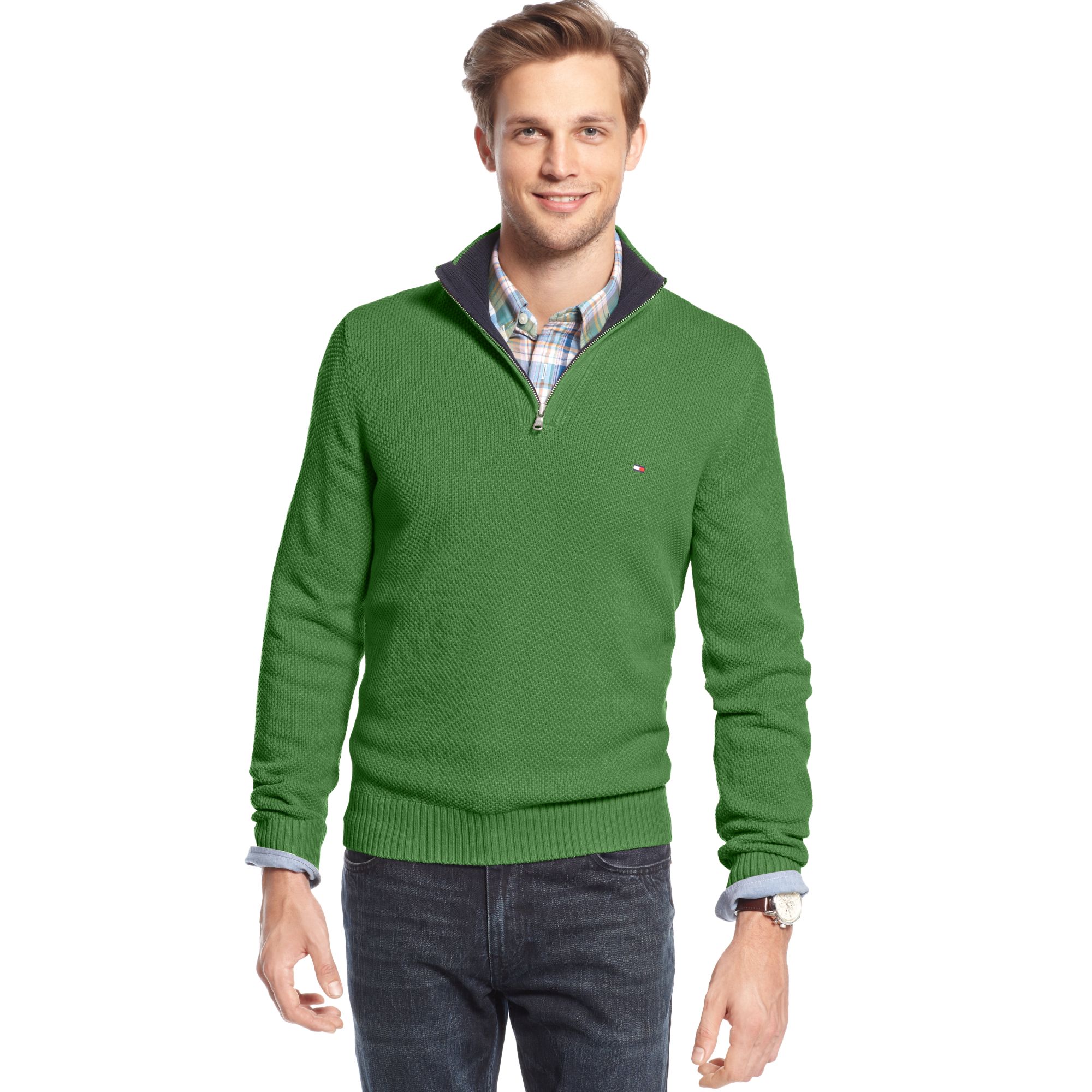 Lyst - Tommy Hilfiger Cooper Half Zip Sweater in Green for Men