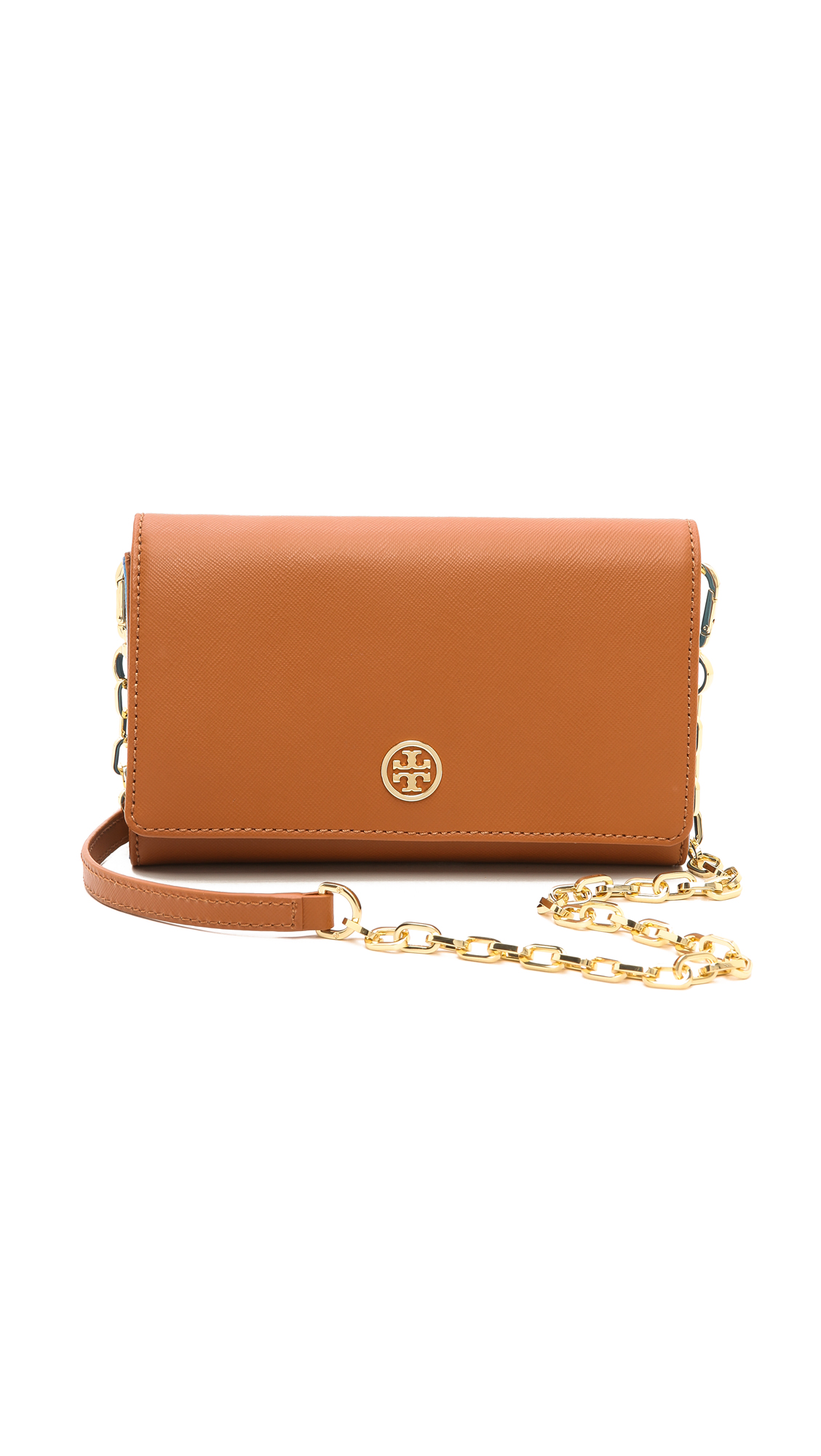 Tory Burch Robinson Wallet On A Chain in Brown - Lyst