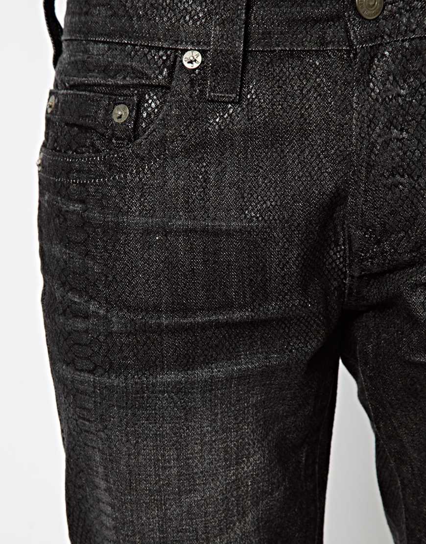 True Religion Jeans Rocco Slim Fit Snake Skin Effect in Black for Men ...