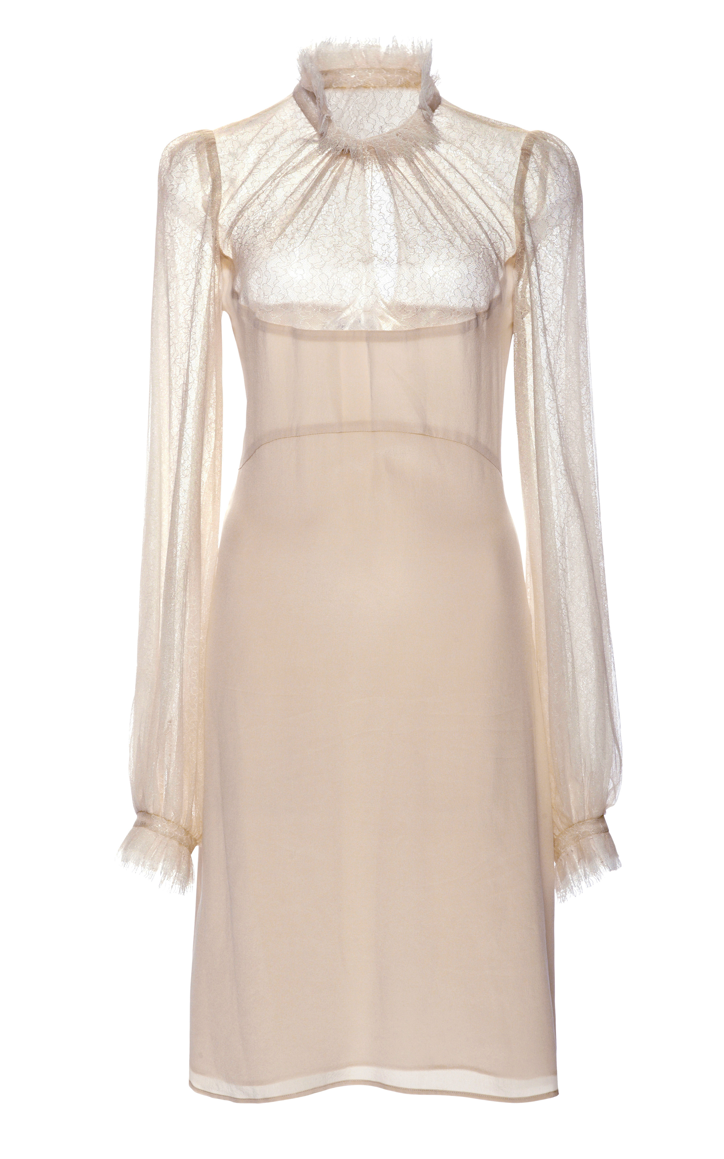 Lyst - Vilshenko Crepe De Chine Diana Dress with Tulle and Lace Details ...