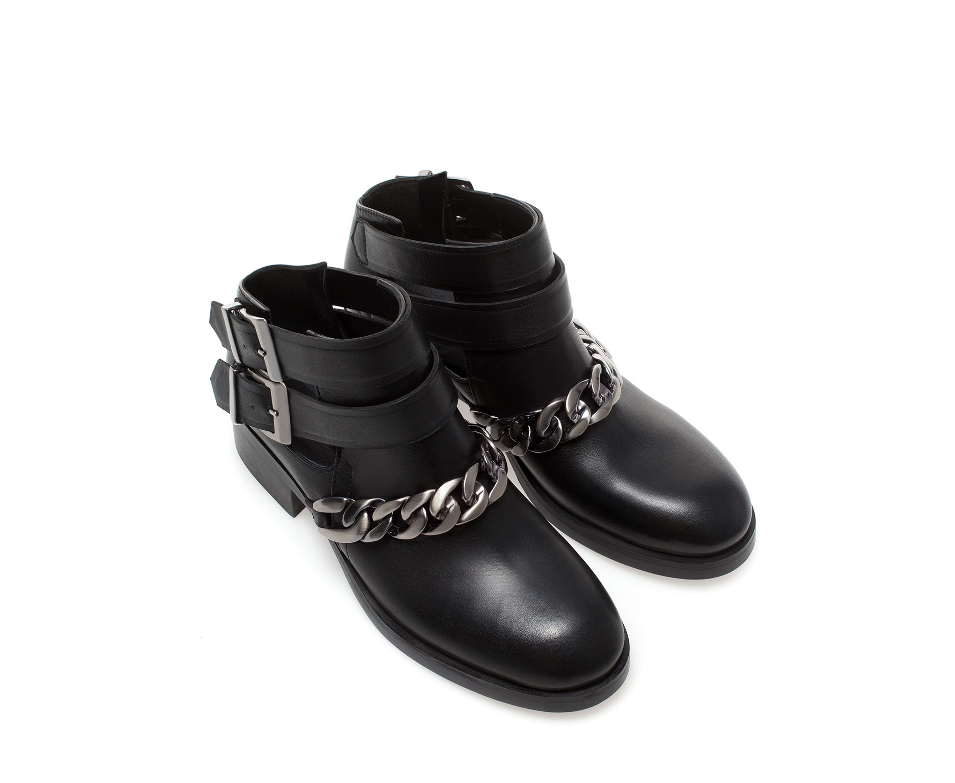 zara ankle boots with chains