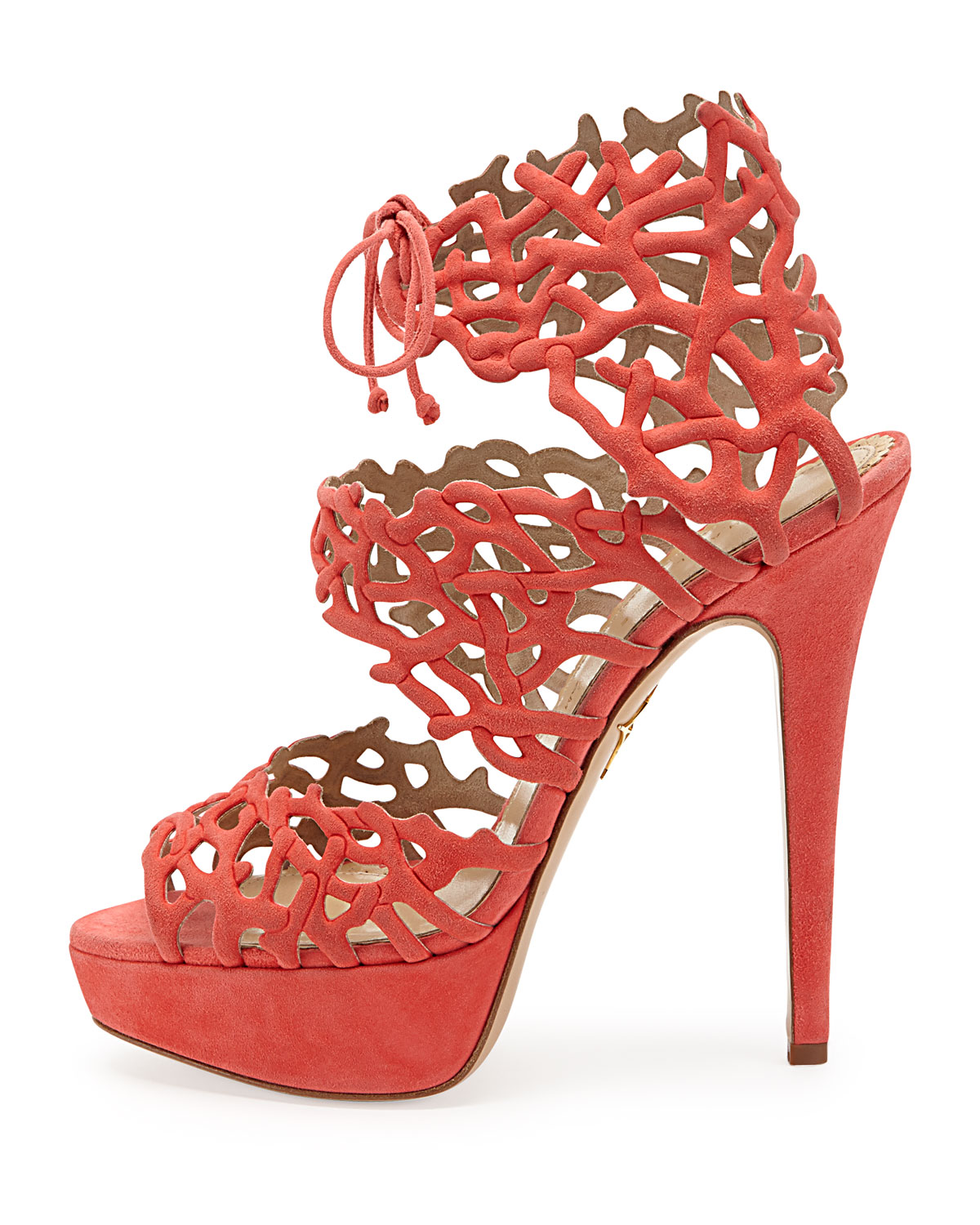 Charlotte Olympia Reef Suede Platform Sandal Coral in Pink - Lyst