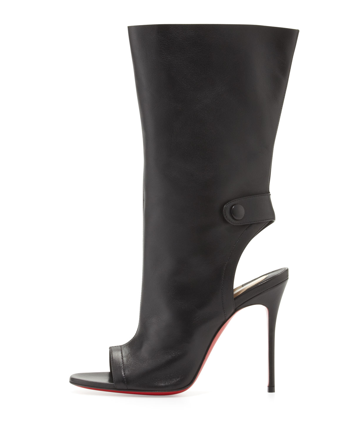Christian louboutin Mistinguetre Peeptoe Midcalf Boot Black in ...