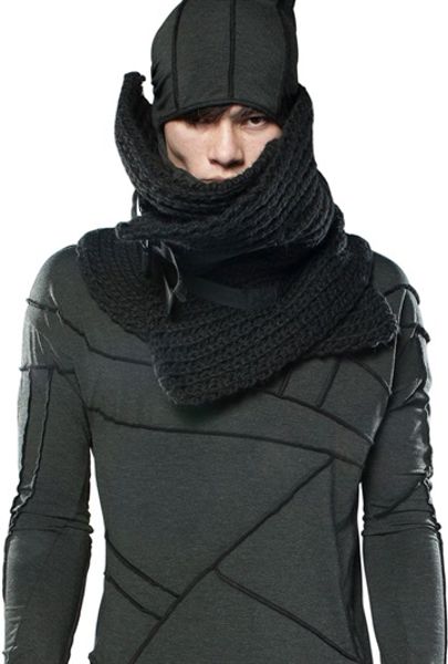 Demobaza Wool Knit Collar Strap Cowl Scarf in Black for Men | Lyst