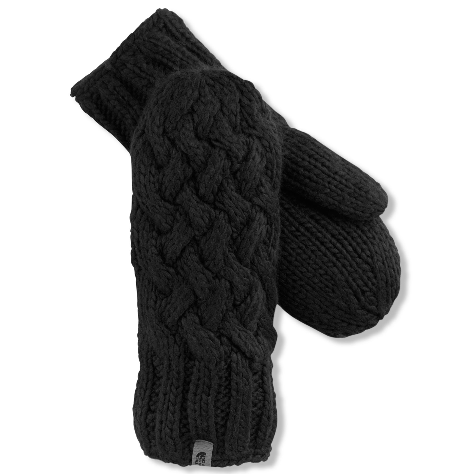 black knit mittens