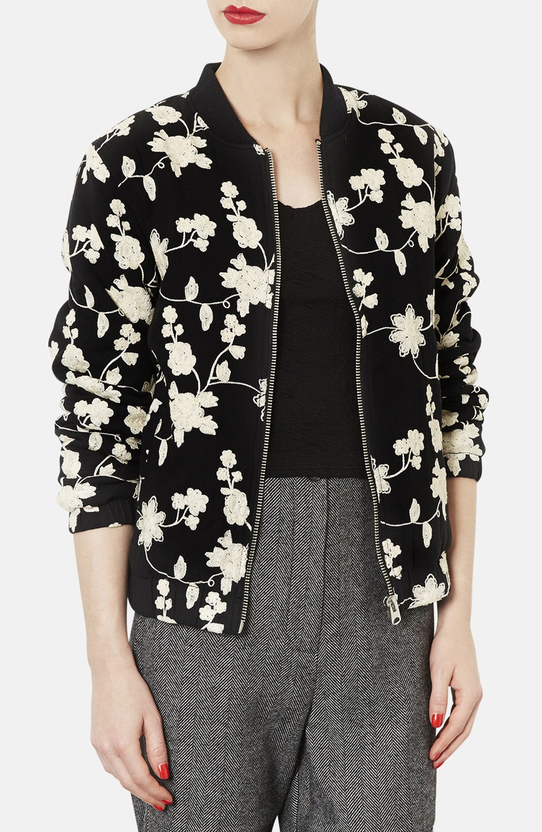 Floral embroidered jacket