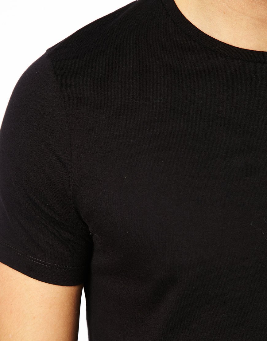 Asos Extreme Longline T-shirt With Shredded Check Hem Extender In Black ...
