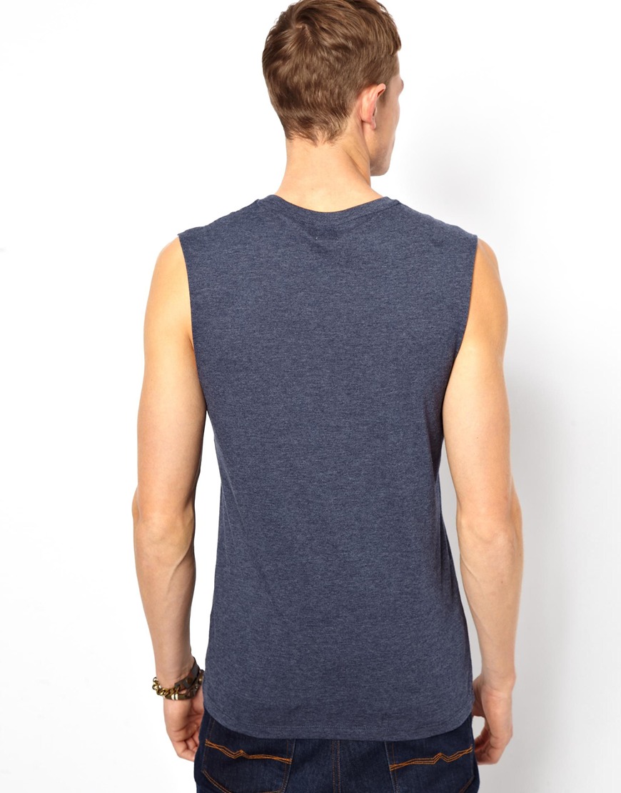 ASOS Sleeveless T-Shirt With Pocket in Blue for Men - Lyst