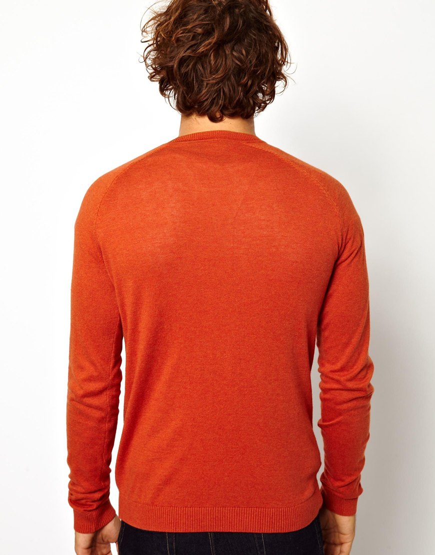 ASOS Crew Neck Sweater in Orange for Men Lyst