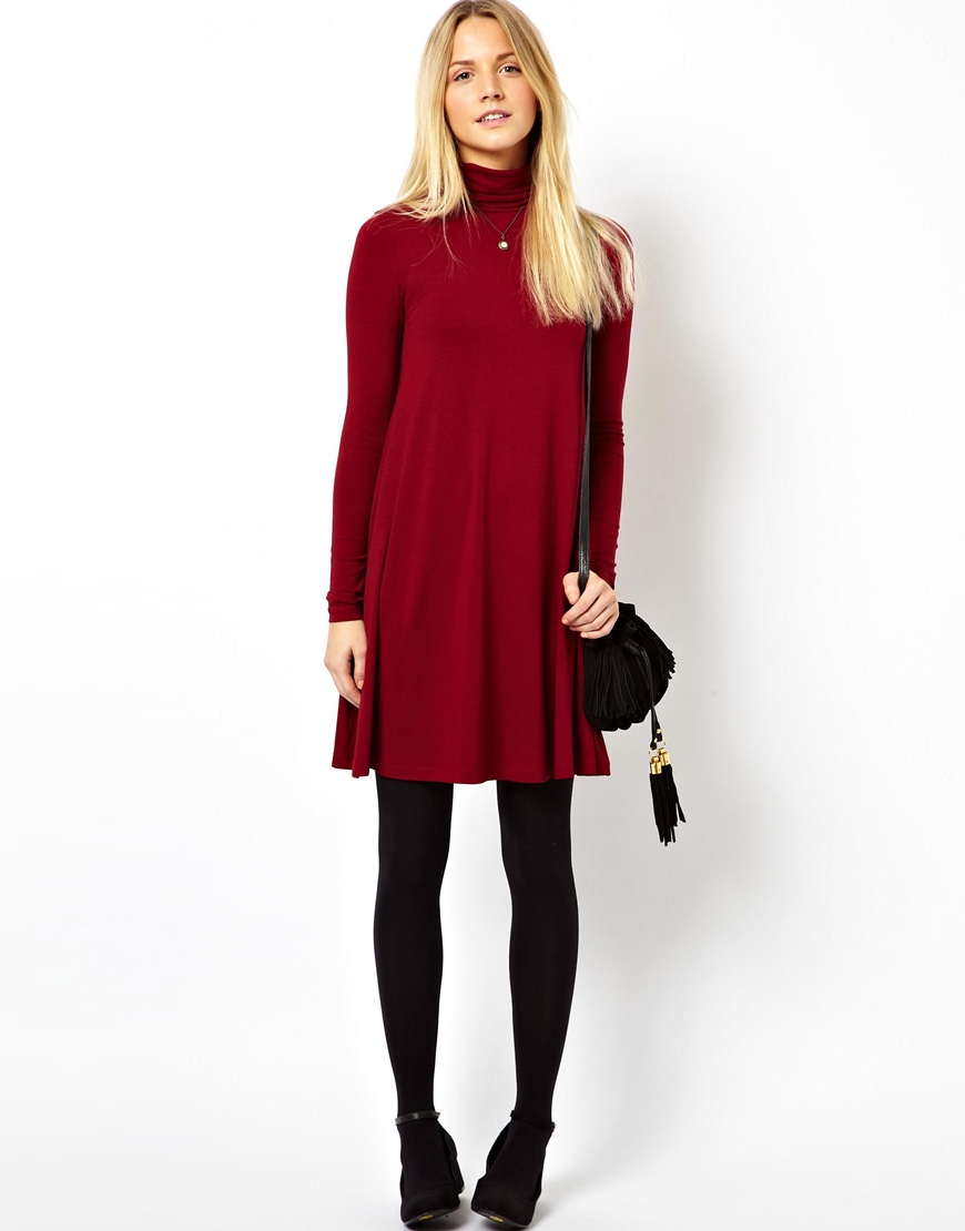 polo neck swing dress