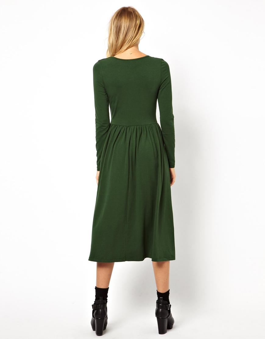 long sleeve midi skater dress