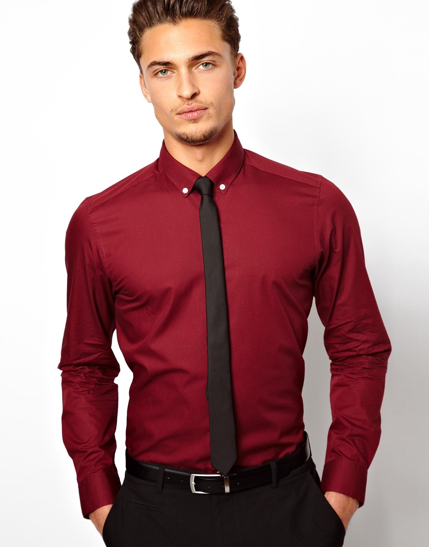 Lyst - Asos Smart Shirt in Long Sleeve with Button Down Collar in ...