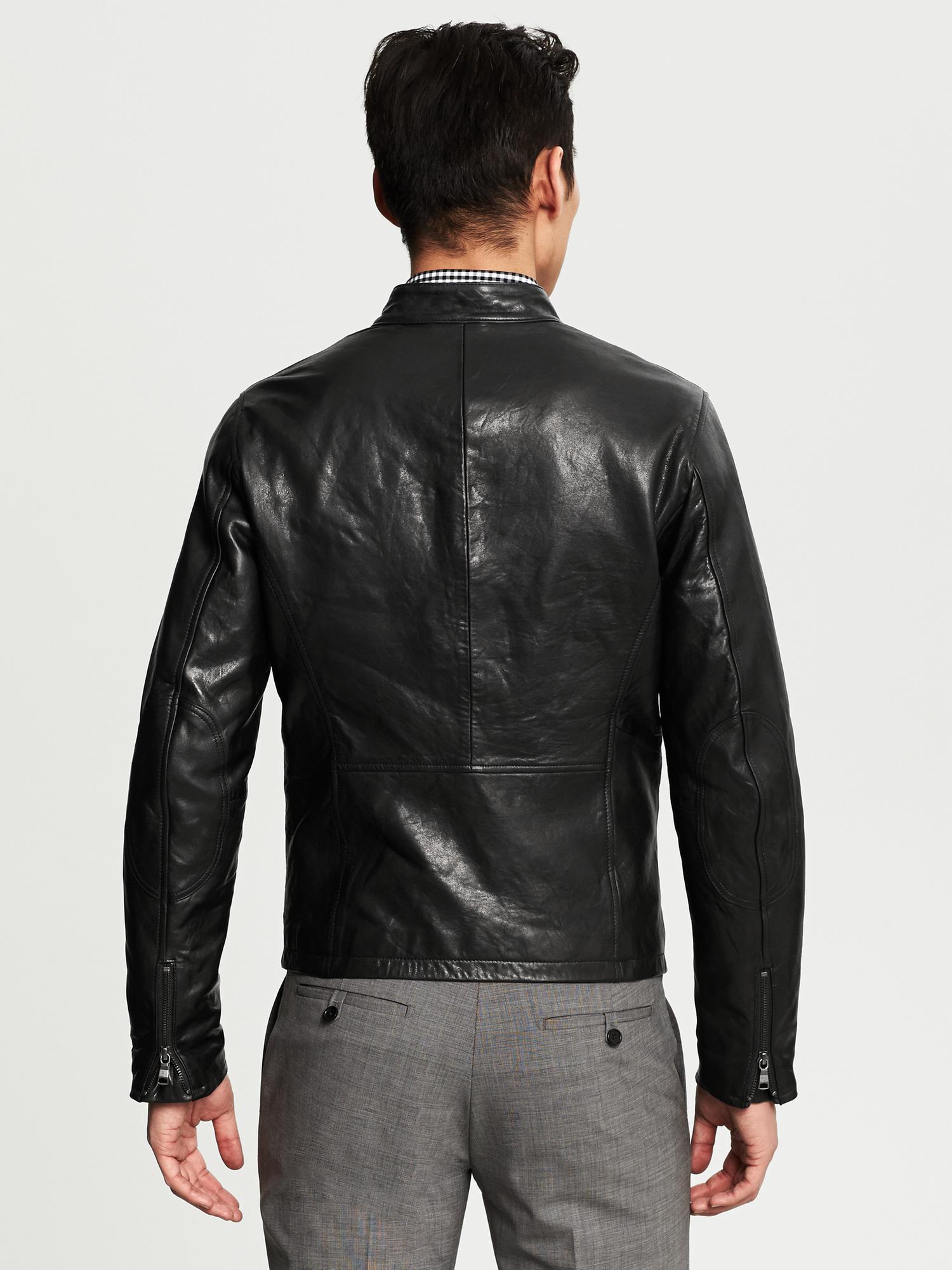 Banana Republic Leather Moto Jacket in Black for Men Lyst