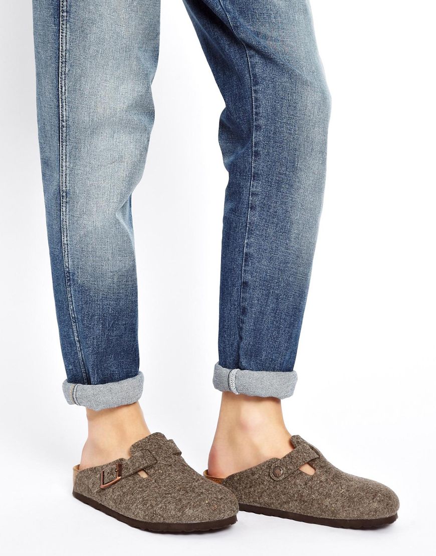 Birkenstock Boston Cocoa Slip On Clog Shoes in Gray Lyst