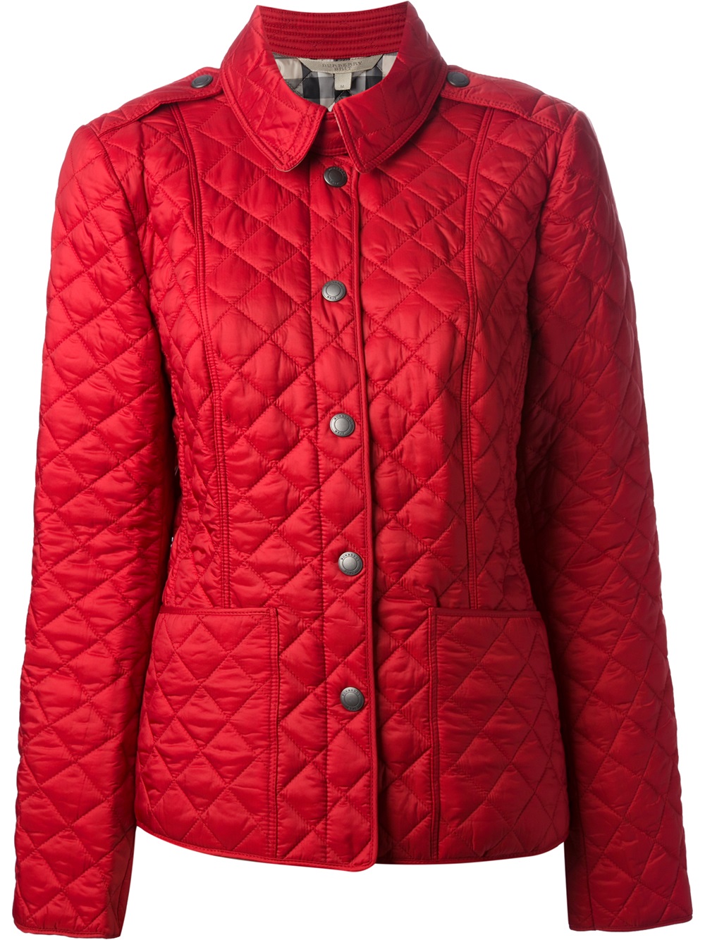 Burberry Quilted Jacket in Red | Lyst