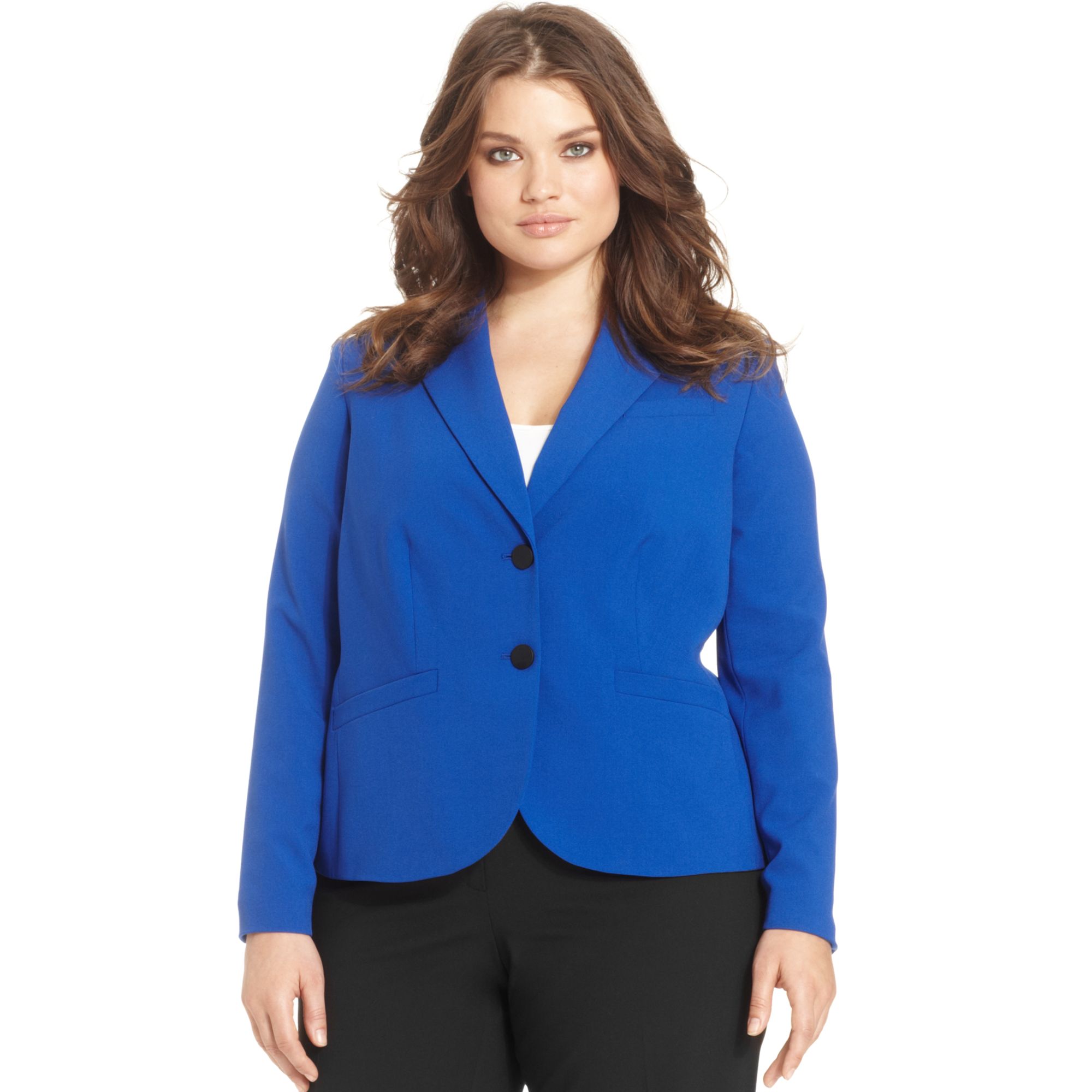 Calvin Klein Plus Size Two Button Blazer in Blue - Lyst