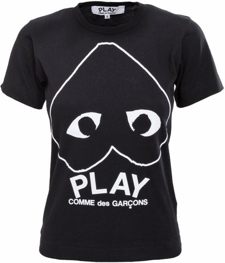 Play Comme Des Garçons Play Womens Upside Down Heart Outline T-Shirt ...