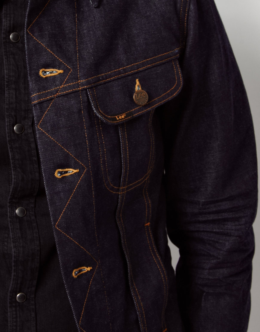 Lee Jeans Denim Jacket Rider Slim Fit Worn Rinse in Black for Men | Lyst