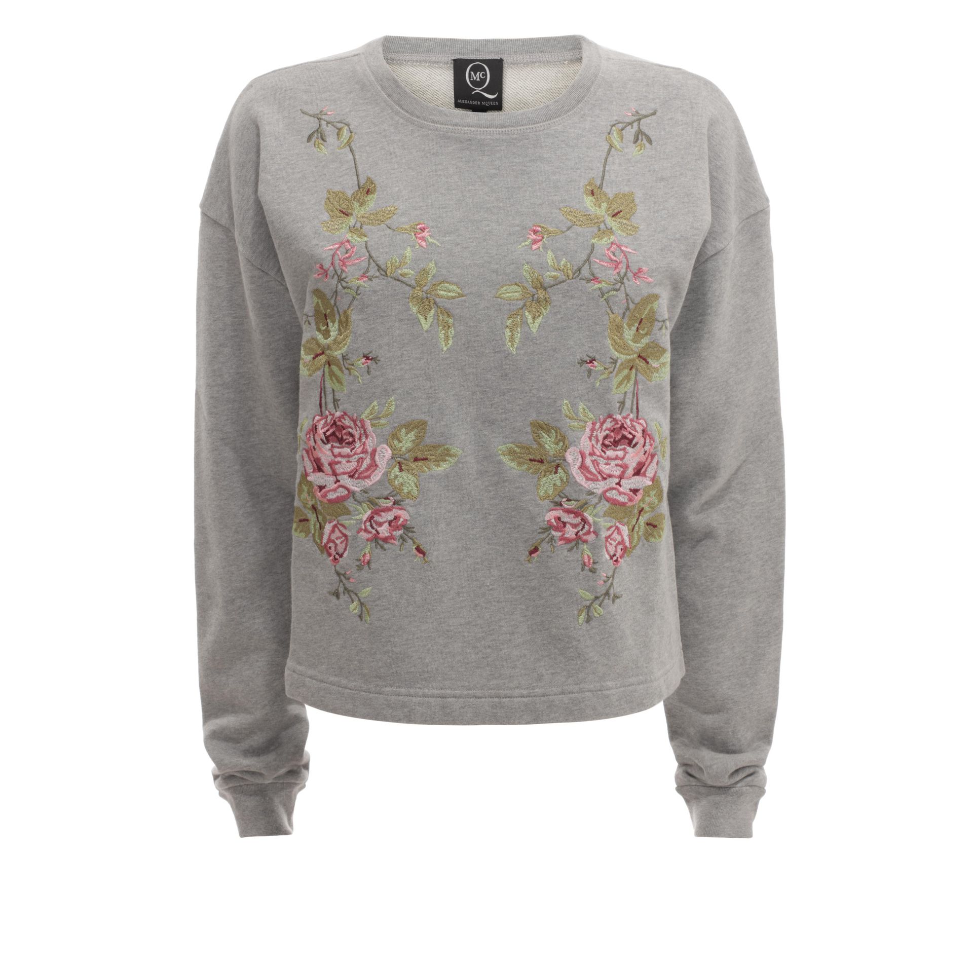 McQ Rose Embroidered Sweatshirt in Grey Melange (Gray) Lyst