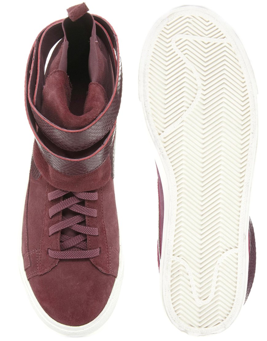 burgundy nike high tops
