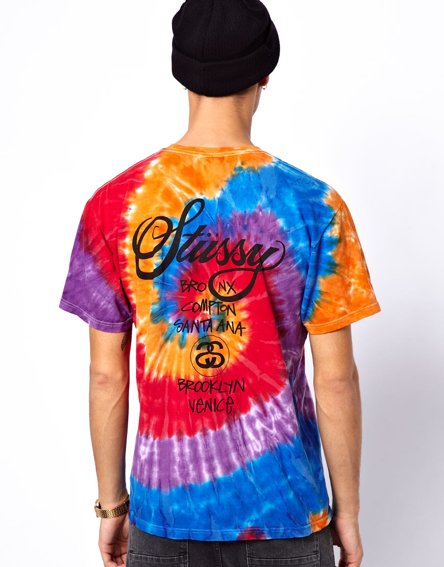 Tie Dye Stussy Tees Stussy Basic Stussy Tie Dye Short Sleeve T Shirt  Natural Orange