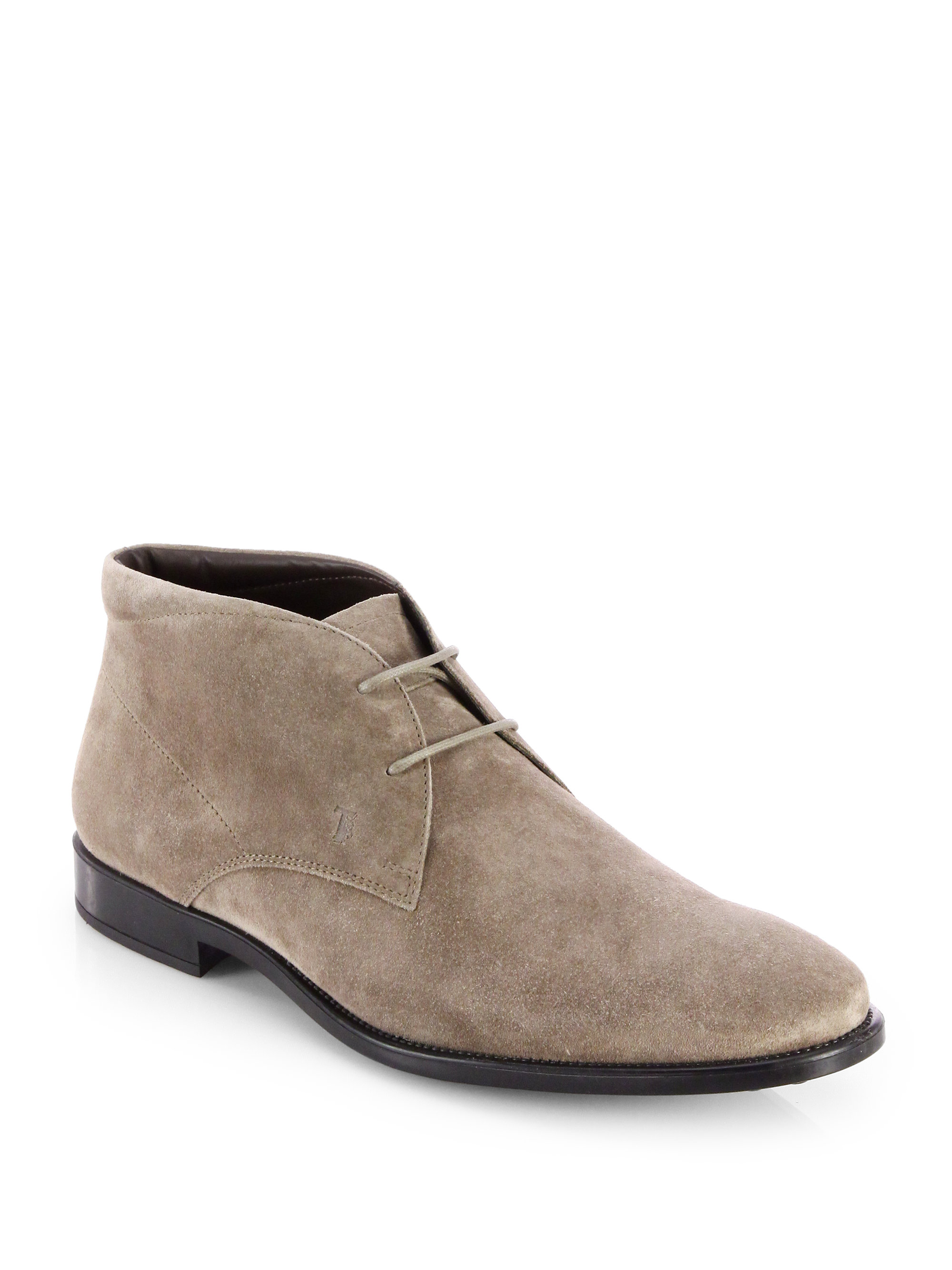 Suede Lace-up Chukka Boots in Grey 