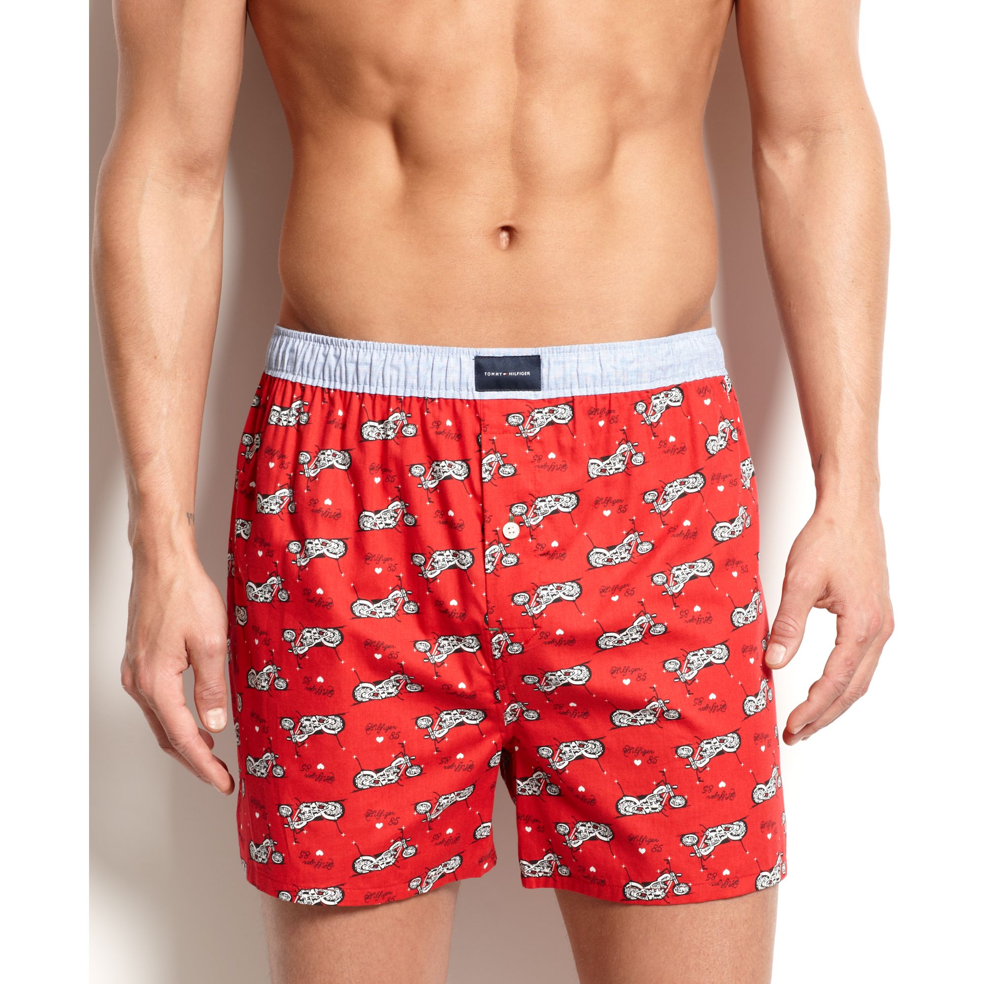 Tommy Hilfiger Mens Motorcycle Love Woven Boxer in Red for Men - Lyst