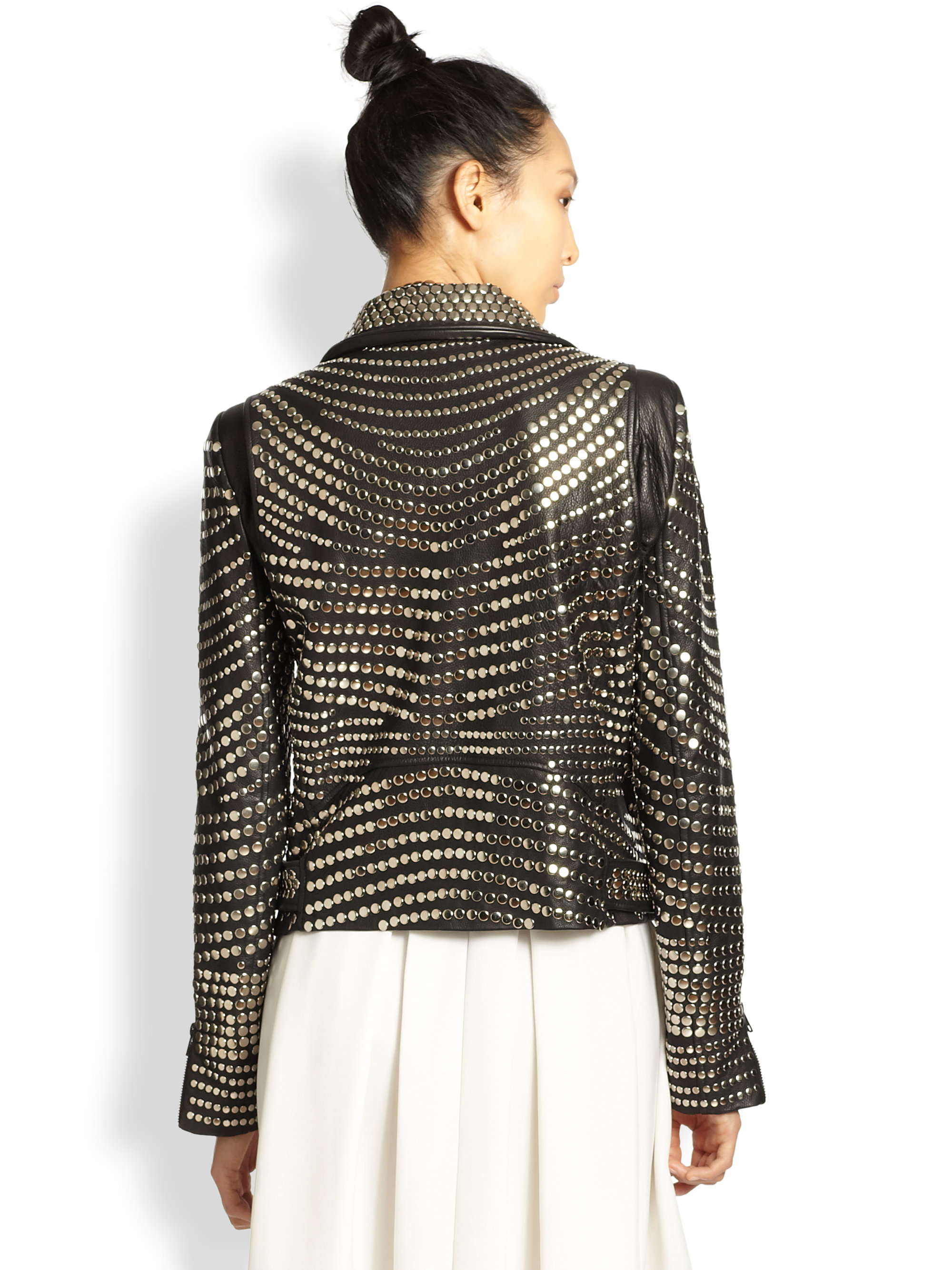 A L C Blake Studded Leather Biker Jacket In Black Lyst Gallery