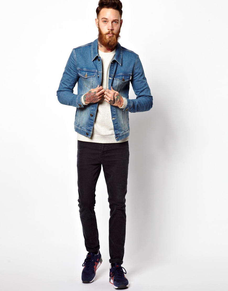 ASOS Denim Jacket In Skinny Fit in Blue for Men - Lyst